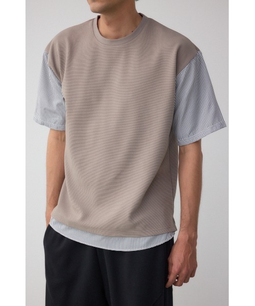 AZUL by moussy(アズールバイマウジー)の「シャツスウィッチングプルオーバー(Tシャツ/カットソー・メンズ・ブラック系その他/グレー系その他/ベージュ系その他・MEDIUM/LARGE)」の1枚目の写真