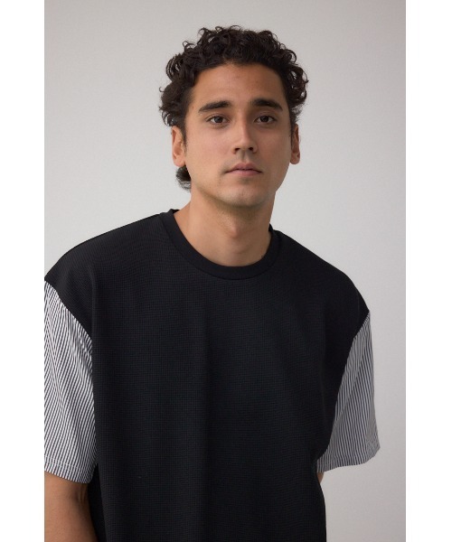 AZUL by moussy(アズールバイマウジー)の「シャツスウィッチングプルオーバー(Tシャツ/カットソー・メンズ・ブラック系その他/グレー系その他/ベージュ系その他・MEDIUM/LARGE)」の4枚目の写真