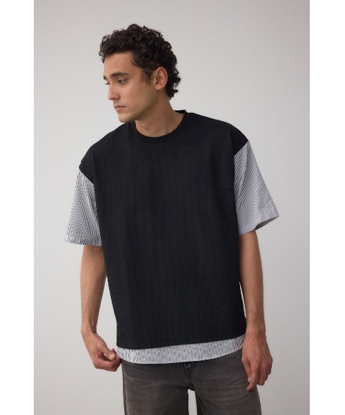 AZUL by moussy(アズールバイマウジー)の「シャツスウィッチングプルオーバー(Tシャツ/カットソー・メンズ・ブラック系その他/グレー系その他/ベージュ系その他・MEDIUM/LARGE)」の5枚目の写真