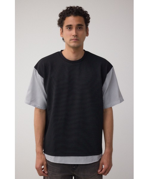 AZUL by moussy(アズールバイマウジー)の「シャツスウィッチングプルオーバー(Tシャツ/カットソー・メンズ・ブラック系その他/グレー系その他/ベージュ系その他・MEDIUM/LARGE)」の7枚目の写真