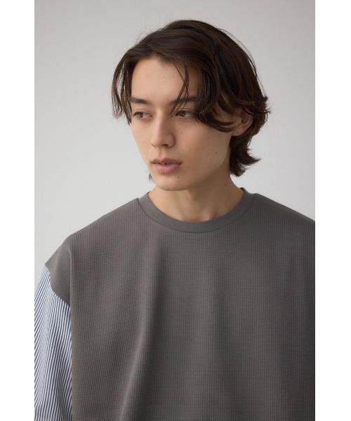 AZUL by moussy(アズールバイマウジー)の「シャツスウィッチングプルオーバー(Tシャツ/カットソー・メンズ・ブラック系その他/グレー系その他/ベージュ系その他・MEDIUM/LARGE)」の13枚目の写真