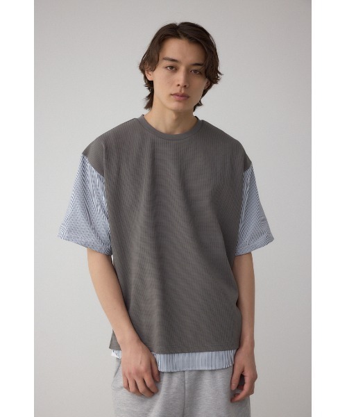 AZUL by moussy(アズールバイマウジー)の「シャツスウィッチングプルオーバー(Tシャツ/カットソー・メンズ・ブラック系その他/グレー系その他/ベージュ系その他・MEDIUM/LARGE)」の14枚目の写真