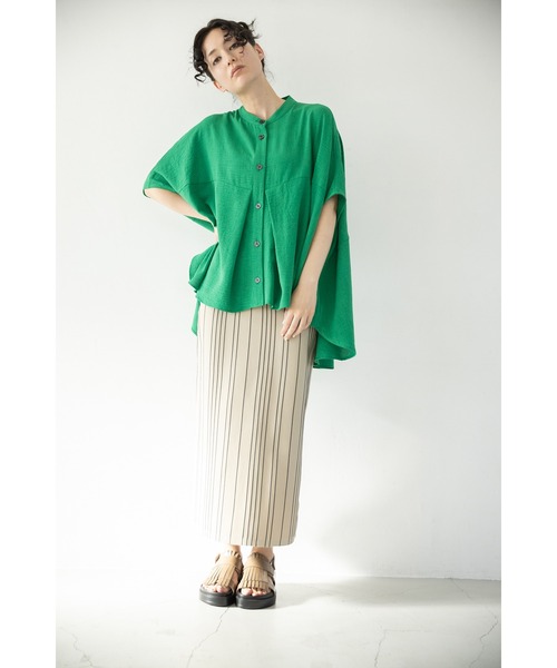 OSMOSIS(オズモーシス)の「タックワイドビッグブラウス(シャツ/ブラウス・レディース・ブラック/グリーン/ライトグレー・ONE SIZE)」の4枚目の写真