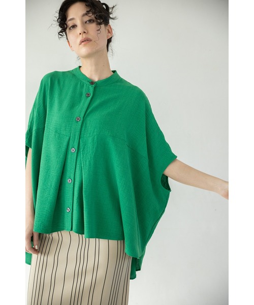 OSMOSIS(オズモーシス)の「タックワイドビッグブラウス(シャツ/ブラウス・レディース・ブラック/グリーン/ライトグレー・ONE SIZE)」の7枚目の写真