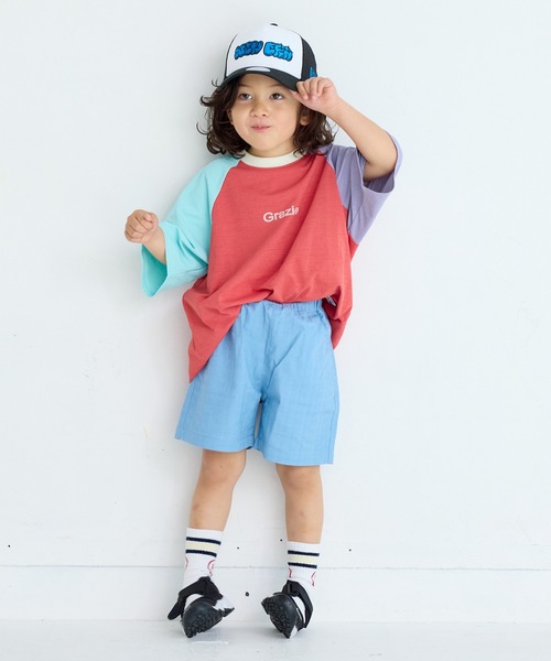 Life Support Products（ライフサポートプロダクツ）の「【水陸両用】配色プリントラグランTシャツ/セットアップ可能（セットアップ・キッズ・アイボリー/チャコール/レッド/ライトグリーン・120/130/140/90/100/110/80/95/150）」の14枚目の写真