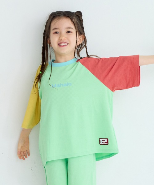 Life Support Products（ライフサポートプロダクツ）の「【水陸両用】配色プリントラグランTシャツ/セットアップ可能（セットアップ・キッズ・アイボリー/チャコール/レッド/ライトグリーン・120/130/140/90/100/110/80/95/150）」の8枚目の写真