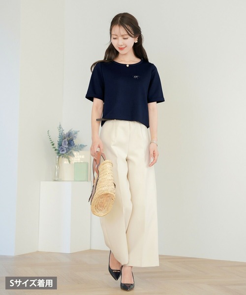 tシャツ リボン＆Rロゴ 刺繍 Tシャツ le reve vaniller レディース le reve vaniller tシャツ リボン＆Rロゴ 刺繍 Tシャツ