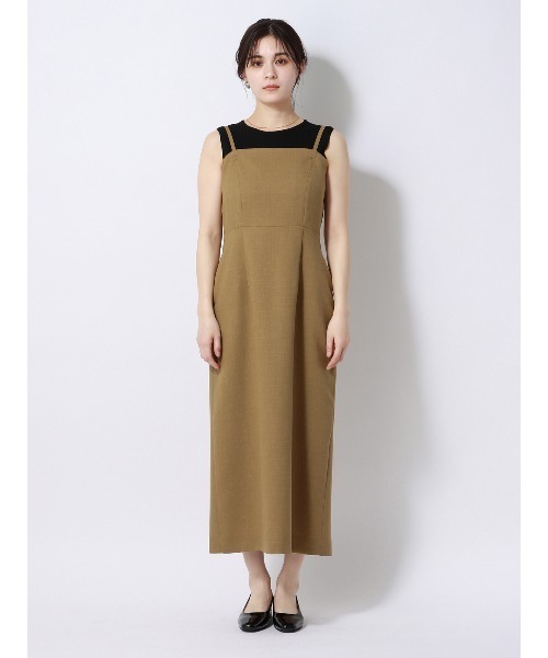 SUIT SQUARE（スーツスクエア）の「キャミワンピース ウォッシャブル ストレッチ フルーフィエステル 織柄（ワンピース・レディース・ベージュ系/ブラウン系・38(9号)/40(11号)）」の14枚目の写真