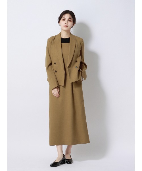 SUIT SQUARE（スーツスクエア）の「キャミワンピース ウォッシャブル ストレッチ フルーフィエステル 織柄（ワンピース・レディース・ベージュ系/ブラウン系・38(9号)/40(11号)）」の21枚目の写真