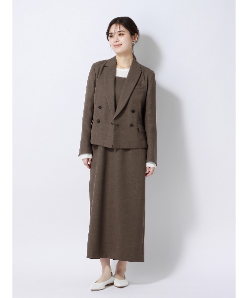 SUIT SQUARE（スーツスクエア）の「キャミワンピース ウォッシャブル ストレッチ フルーフィエステル 織柄（ワンピース・レディース・ベージュ系/ブラウン系・38(9号)/40(11号)）」の11枚目の写真