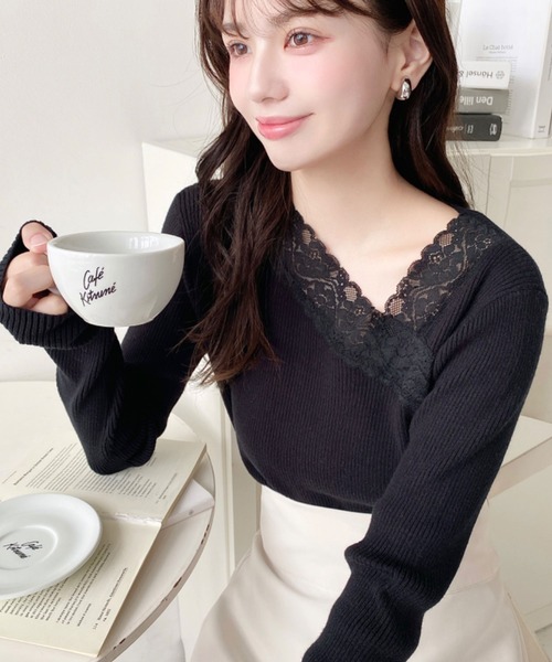 mimiです】レーストリミングニット大人気【完売品】 CELFORD｜レース