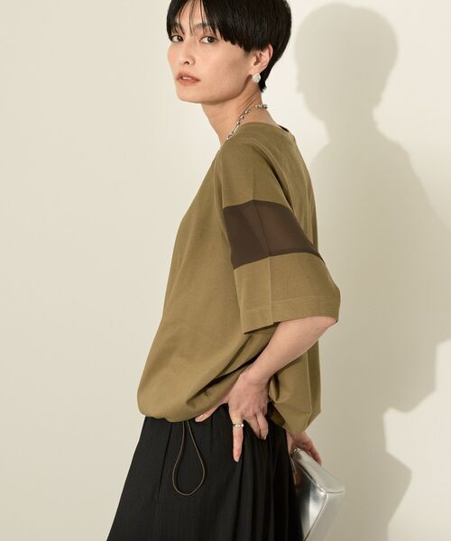 セール】異素材ライン切替プルオーバー（Tシャツ/カットソー