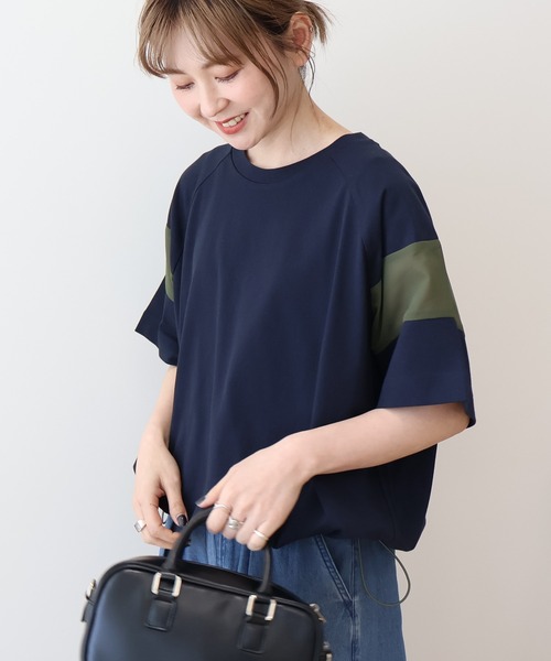 AMERICAN HOLIC(アメリカンホリック)の「異素材ライン切替プルオーバー(Tシャツ/カットソー・レディース・オリーブ/ブラック/ネイビー/オフホワイト・L/M)」の7枚目の写真
