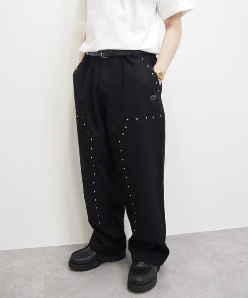 ２サイズ【Sourcream/サワークリーム】スタッズダブルニーパンツ