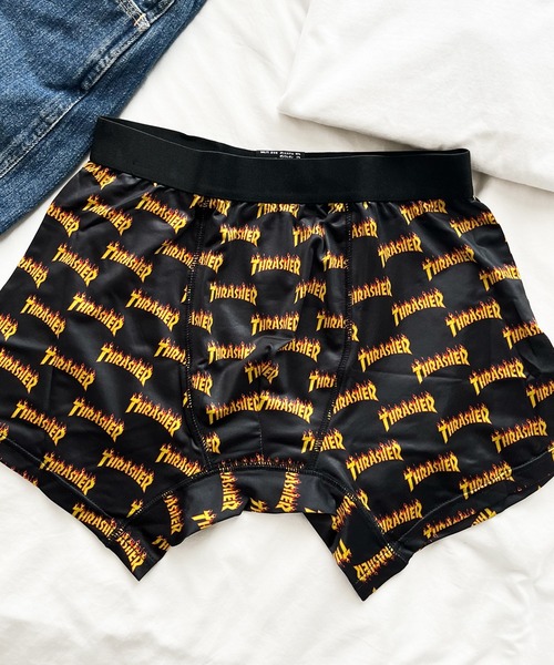 THRASHER(スラッシャー)の「【THRASHER】スラッシャー 定番 総柄 ボクサーパンツ TH-BX003(ボクサーパンツ・メンズ・イエロー/グレー・XL/M/L)」の1枚目の写真