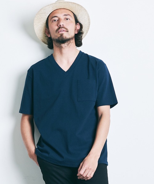 Magine（マージン）の「CTN OPEN END HEAVY V/N TEE S/S:ヘビーコットン Vネック 半袖 Tシャツ（Tシャツ/カットソー・メンズ・ブラック/ホワイト/チャコールグレー/オリーブ/グレー/ネイビー・44/46/48）」の6枚目の写真