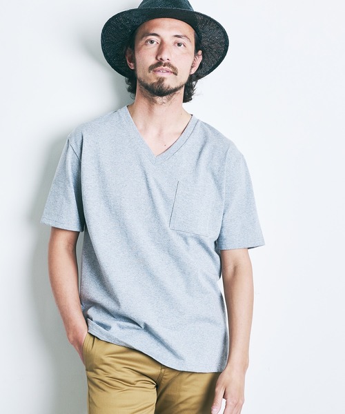 Magine（マージン）の「CTN OPEN END HEAVY V/N TEE S/S:ヘビーコットン Vネック 半袖 Tシャツ（Tシャツ/カットソー・メンズ・ブラック/ホワイト/チャコールグレー/オリーブ/グレー/ネイビー・44/46/48）」の4枚目の写真