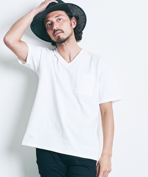 Magine（マージン）の「CTN OPEN END HEAVY V/N TEE S/S:ヘビーコットン Vネック 半袖 Tシャツ（Tシャツ/カットソー・メンズ・ブラック/ホワイト/チャコールグレー/オリーブ/グレー/ネイビー・44/46/48）」の2枚目の写真