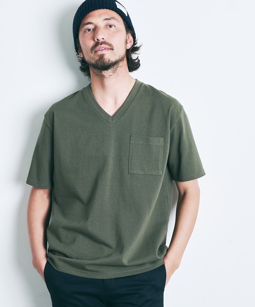 Magine（マージン）の「CTN OPEN END HEAVY V/N TEE S/S:ヘビーコットン Vネック 半袖 Tシャツ（Tシャツ/カットソー・メンズ・ブラック/ホワイト/チャコールグレー/オリーブ/グレー/ネイビー・44/46/48）」の5枚目の写真