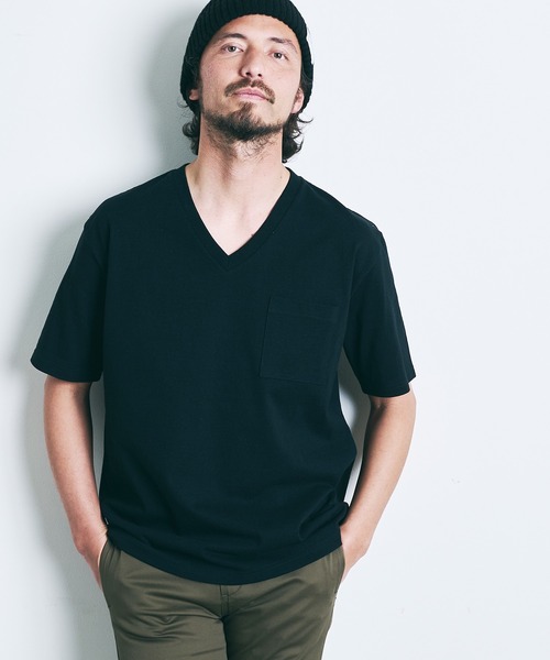 Magine（マージン）の「CTN OPEN END HEAVY V/N TEE S/S:ヘビーコットン Vネック 半袖 Tシャツ（Tシャツ/カットソー・メンズ・ブラック/ホワイト/チャコールグレー/オリーブ/グレー/ネイビー・44/46/48）」の3枚目の写真