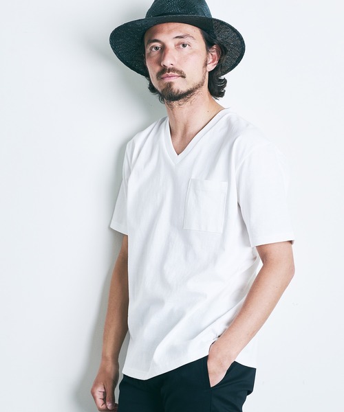 Magine（マージン）の「CTN OPEN END HEAVY V/N TEE S/S:ヘビーコットン Vネック 半袖 Tシャツ（Tシャツ/カットソー・メンズ・ブラック/ホワイト/チャコールグレー/オリーブ/グレー/ネイビー・44/46/48）」の8枚目の写真