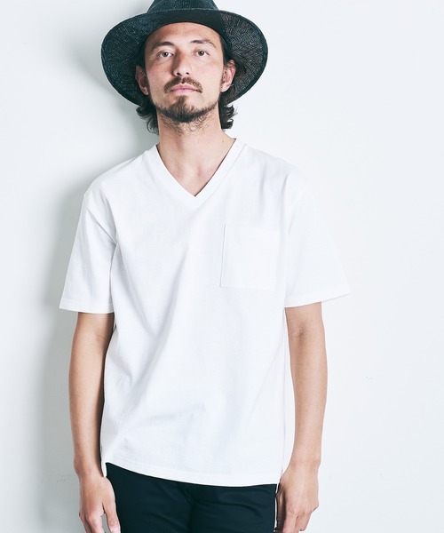 Magine（マージン）の「CTN OPEN END HEAVY V/N TEE S/S:ヘビーコットン Vネック 半袖 Tシャツ（Tシャツ/カットソー・メンズ・ブラック/ホワイト/チャコールグレー/オリーブ/グレー/ネイビー・44/46/48）」の9枚目の写真