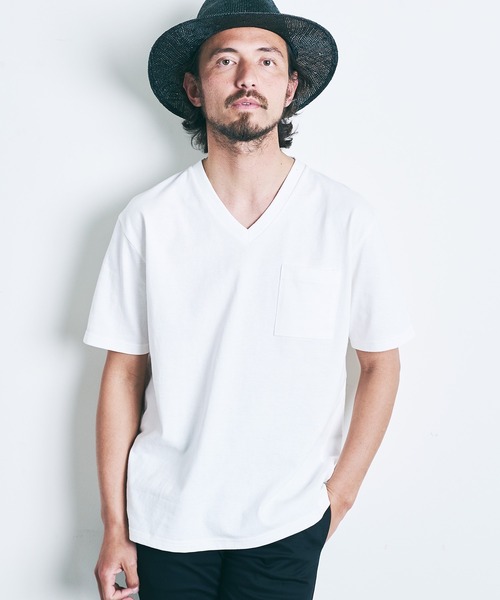 Magine（マージン）の「CTN OPEN END HEAVY V/N TEE S/S:ヘビーコットン Vネック 半袖 Tシャツ（Tシャツ/カットソー・メンズ・ブラック/ホワイト/チャコールグレー/オリーブ/グレー/ネイビー・44/46/48）」の10枚目の写真