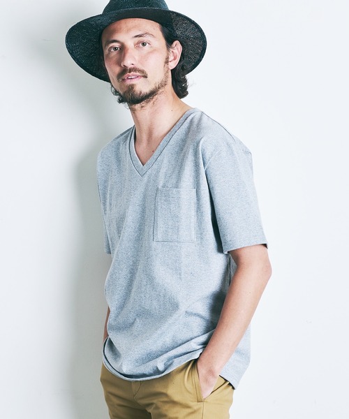 Magine（マージン）の「CTN OPEN END HEAVY V/N TEE S/S:ヘビーコットン Vネック 半袖 Tシャツ（Tシャツ/カットソー・メンズ・ブラック/ホワイト/チャコールグレー/オリーブ/グレー/ネイビー・44/46/48）」の19枚目の写真