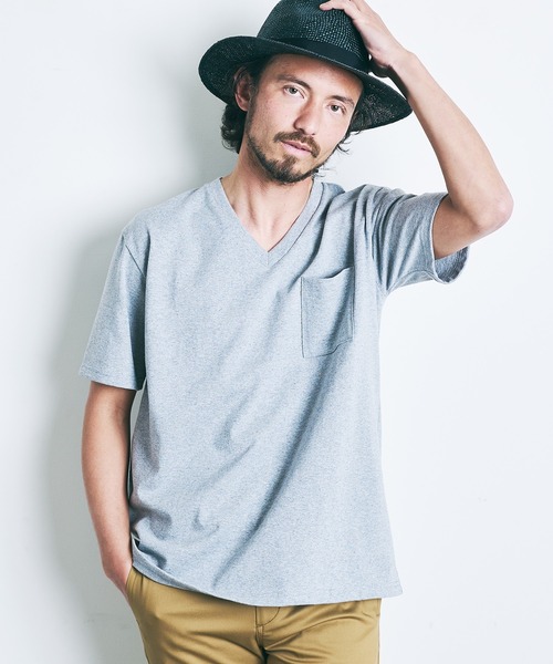 Magine（マージン）の「CTN OPEN END HEAVY V/N TEE S/S:ヘビーコットン Vネック 半袖 Tシャツ（Tシャツ/カットソー・メンズ・ブラック/ホワイト/チャコールグレー/オリーブ/グレー/ネイビー・44/46/48）」の21枚目の写真
