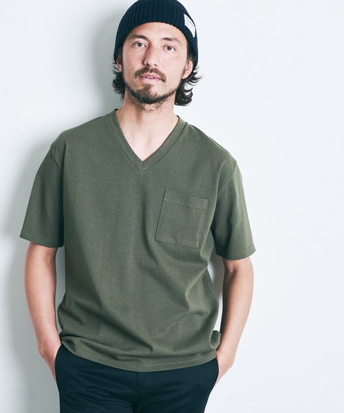 Magine（マージン）の「CTN OPEN END HEAVY V/N TEE S/S:ヘビーコットン Vネック 半袖 Tシャツ（Tシャツ/カットソー・メンズ・ブラック/ホワイト/チャコールグレー/オリーブ/グレー/ネイビー・44/46/48）」の22枚目の写真