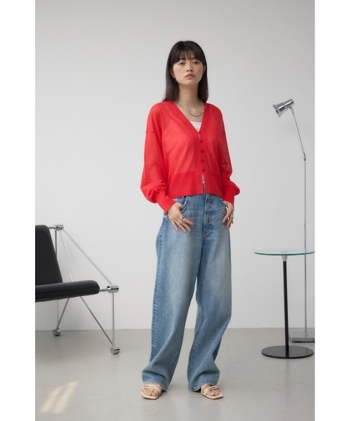AZUL by moussy(アズールバイマウジー)の「シアードルマンニットカーディガン(カーディガン/ボレロ・レディース・レッド/ライトグレー/ブラック・FREE)」の11枚目の写真