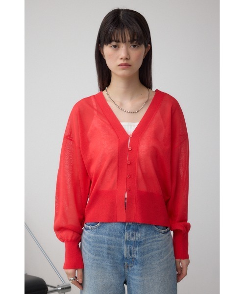 AZUL by moussy(アズールバイマウジー)の「シアードルマンニットカーディガン(カーディガン/ボレロ・レディース・レッド/ライトグレー/ブラック・FREE)」の10枚目の写真