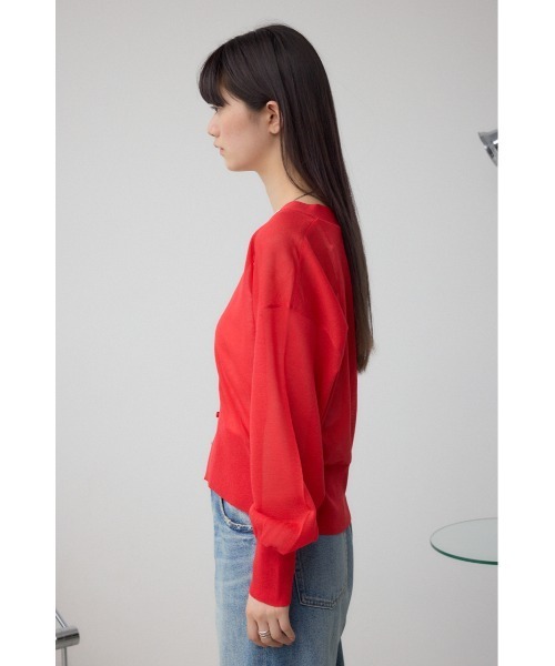AZUL by moussy(アズールバイマウジー)の「シアードルマンニットカーディガン(カーディガン/ボレロ・レディース・レッド/ライトグレー/ブラック・FREE)」の9枚目の写真