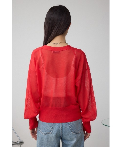 AZUL by moussy(アズールバイマウジー)の「シアードルマンニットカーディガン(カーディガン/ボレロ・レディース・レッド/ライトグレー/ブラック・FREE)」の8枚目の写真