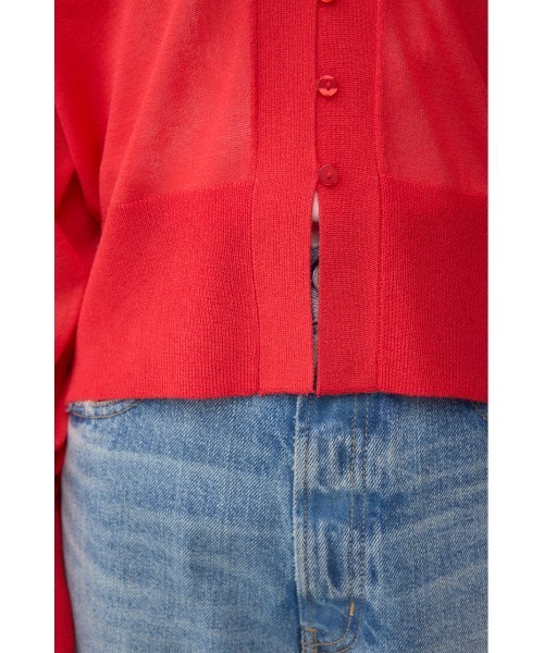 AZUL by moussy(アズールバイマウジー)の「シアードルマンニットカーディガン(カーディガン/ボレロ・レディース・レッド/ライトグレー/ブラック・FREE)」の5枚目の写真
