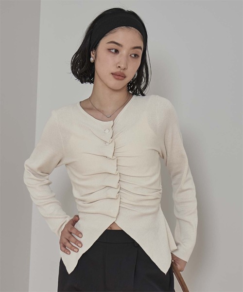 セール】フロントギャザーボタンニット（ニット/セーター）｜miette