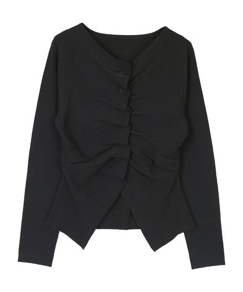 miette（ミエット）の「フロントギャザーボタンニット（ニット/セーター・レディース・グレー/アイボリー/ブラック/ネイビー/ブラウン・FREE）」の11枚目の写真