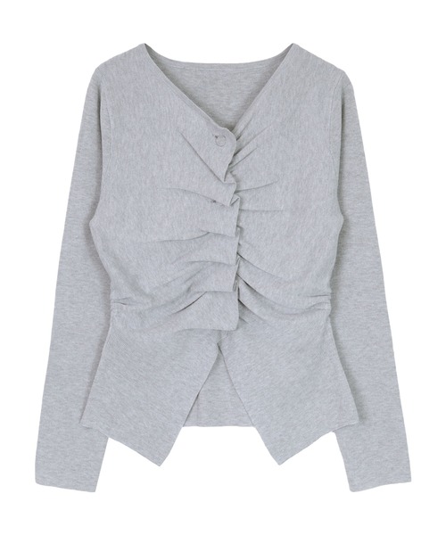 miette（ミエット）の「フロントギャザーボタンニット（ニット/セーター・レディース・グレー/アイボリー/ブラック/ネイビー/ブラウン・FREE）」の12枚目の写真