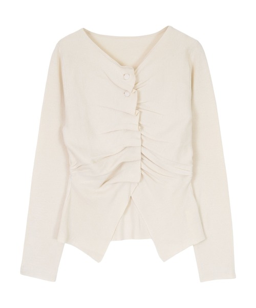 miette（ミエット）の「フロントギャザーボタンニット（ニット/セーター・レディース・グレー/アイボリー/ブラック/ネイビー/ブラウン・FREE）」の10枚目の写真