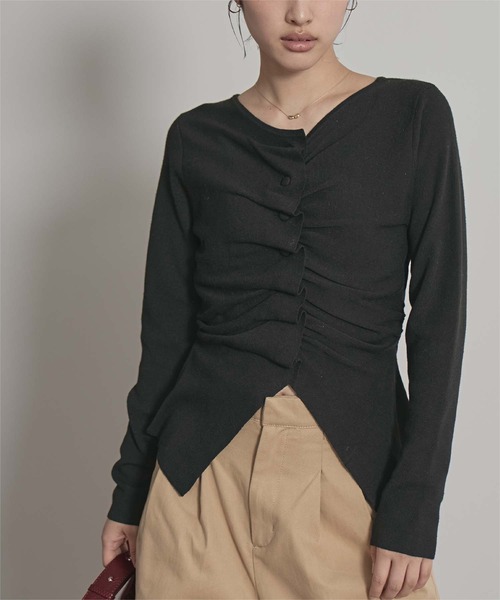 miette（ミエット）の「フロントギャザーボタンニット（ニット/セーター・レディース・グレー/アイボリー/ブラック/ネイビー/ブラウン・FREE）」の21枚目の写真