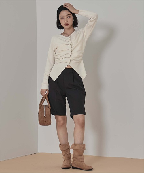 【みーたん】 セール】フロントギャザーボタンニット（ニット/セーター）｜miette