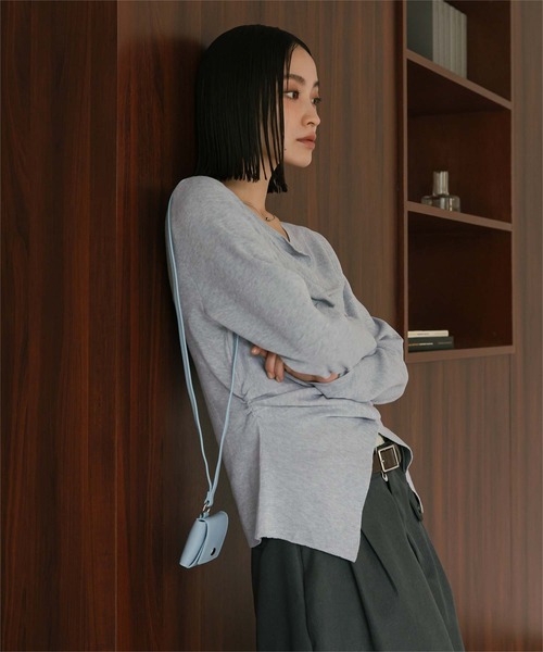 miette（ミエット）の「フロントギャザーボタンニット（ニット/セーター・レディース・グレー/アイボリー/ブラック/ネイビー/ブラウン・FREE）」の7枚目の写真