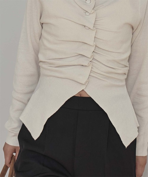 miette（ミエット）の「フロントギャザーボタンニット（ニット/セーター・レディース・グレー/アイボリー/ブラック/ネイビー/ブラウン・FREE）」の20枚目の写真