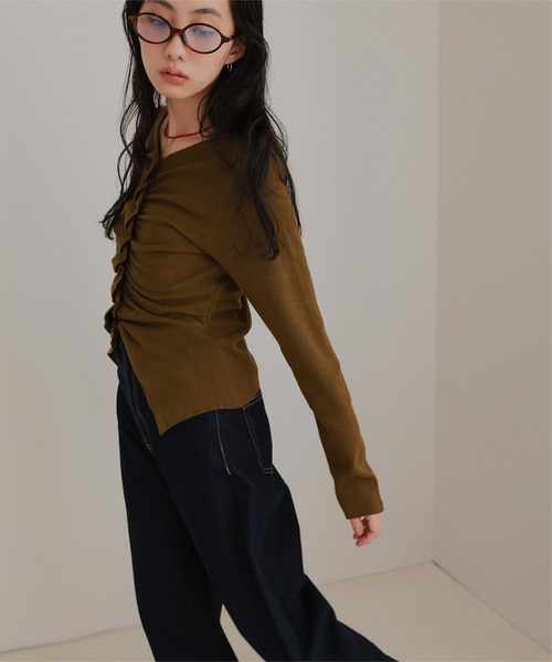 miette(ミエット)の「フロントギャザーボタンニット(ニット/セーター・レディース・グレー/アイボリー/ブラック/ネイビー/ブラウン/チャコール・FREE)」の20枚目の写真