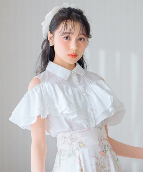 WILLSELECTION（ウィルセレクション）の「2wayショルダーフリルブラウス（シャツ/ブラウス・レディース・ブルー系その他/サックスブルー/オフホワイト・FREE）」の9枚目の写真