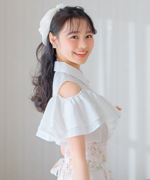 WILLSELECTION（ウィルセレクション）の「2wayショルダーフリルブラウス（シャツ/ブラウス・レディース・ブルー系その他/サックスブルー/オフホワイト・FREE）」の8枚目の写真