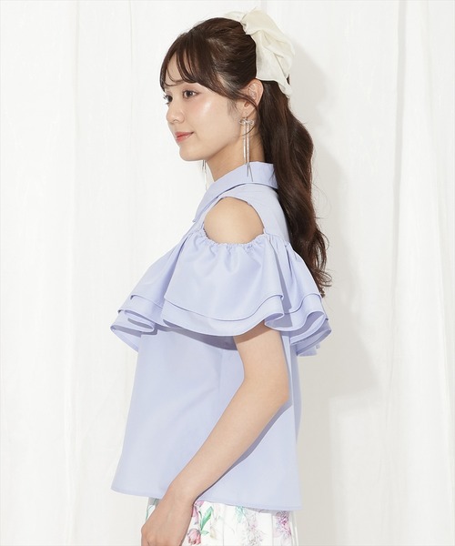 WILLSELECTION（ウィルセレクション）の「2wayショルダーフリルブラウス（シャツ/ブラウス・レディース・ブルー系その他/サックスブルー/オフホワイト・FREE）」の22枚目の写真