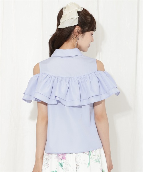 WILLSELECTION（ウィルセレクション）の「2wayショルダーフリルブラウス（シャツ/ブラウス・レディース・ブルー系その他/サックスブルー/オフホワイト・FREE）」の21枚目の写真