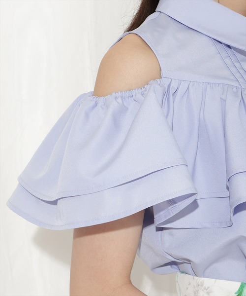 WILLSELECTION（ウィルセレクション）の「2wayショルダーフリルブラウス（シャツ/ブラウス・レディース・ブルー系その他/サックスブルー/オフホワイト・FREE）」の19枚目の写真