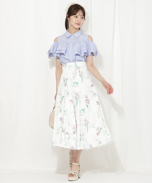 WILLSELECTION（ウィルセレクション）の「2wayショルダーフリルブラウス（シャツ/ブラウス・レディース・ブルー系その他/サックスブルー/オフホワイト・FREE）」の18枚目の写真